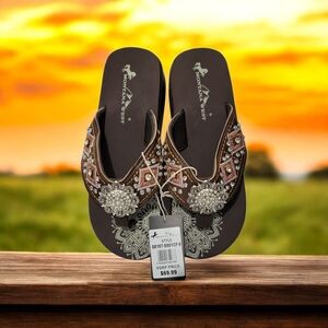 Montana West Women's Embellished Sandals - Black and Brown